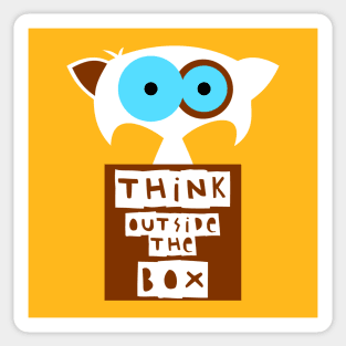 Funny cat – Think outside the box. (Chopin) – purple Sticker